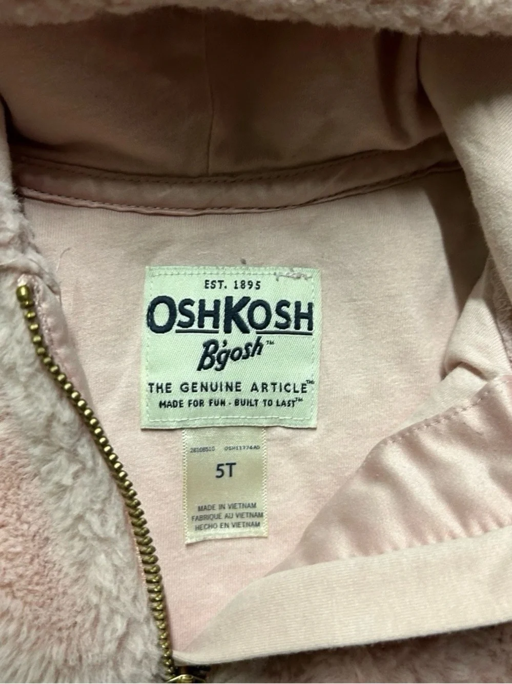 Toddler Girl Oshkosh Winter Pink Fur Full Zip Jacket Size 5T